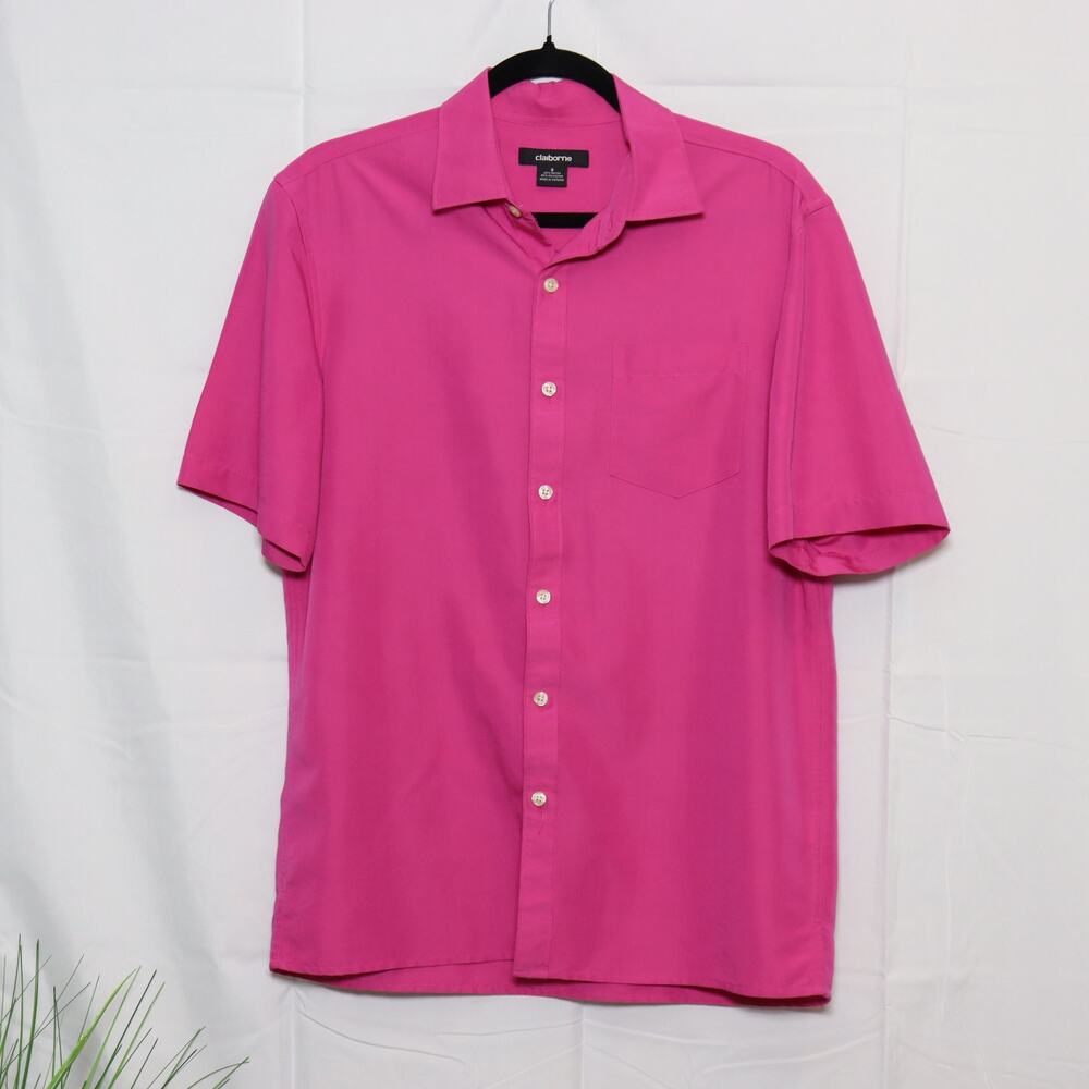 Claiborne Pink Short Sleeve Button‎ Down Shirt Size S